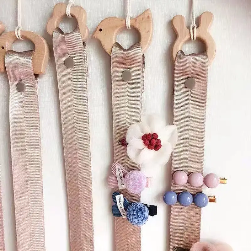 

Деревянная детская заколка для волос с животными, детский зажим для волос с ремнем, зажим для волос, настенный ящик для хранения, домашние ук...