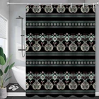 Белая Современная тканевая черная душевая занавеска в стиле бохо, аксессуары для ванной комнаты, душвора с геометрическим принтом в полоску, водонепроницаемая с крючками