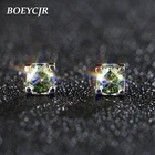 BOEYCJR S925 0,5CT ЗЕЛЕНЫЙ Муассанит VVS1 ювелирные изделия бриллиантовые серьги-гвоздики с сертификатом gra для женщин