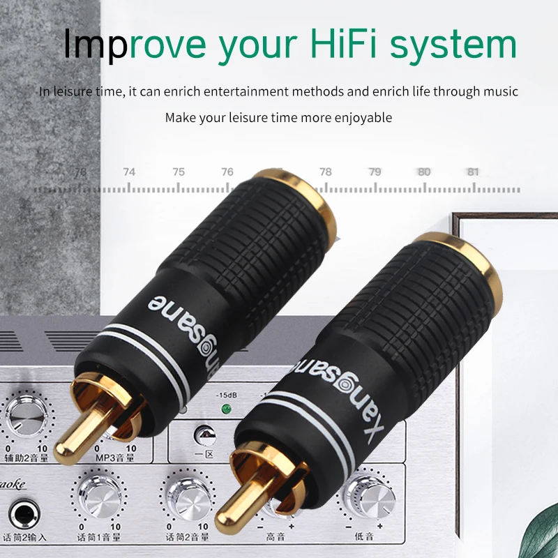 4PCS RCA Plug Pure Copper Gold-plated Audio Signal Cable Hifi DIY CD Player Amplifier |