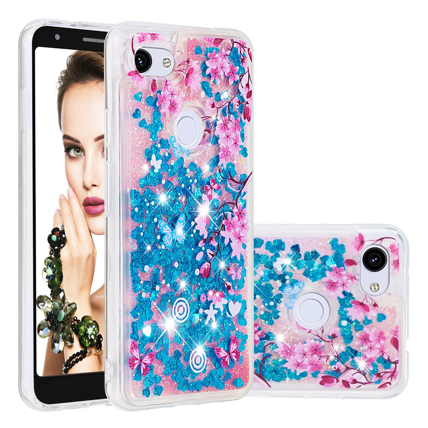 Luxury Phone Cases For Google Pixel 3a Case XL Liquid Quicksand Glitter Bling Paint Soft TPU Back Cover Coque Gift |