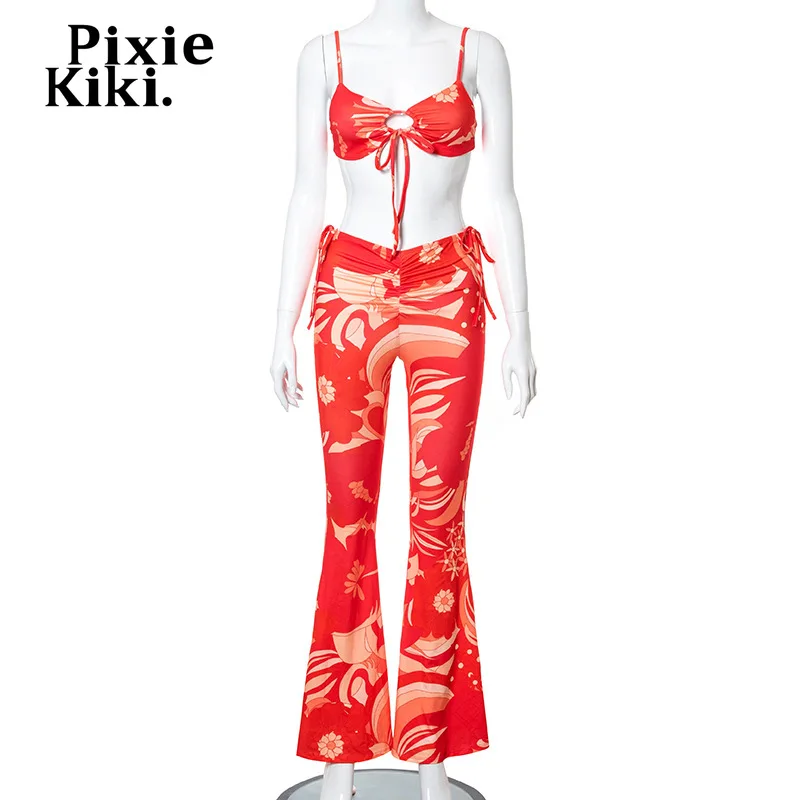 

PixieKiki Sexy Two Piece Set Bikini Top and Flare Pants Matching Sets Summer 2021 Rave Festival Clothing Club Outfits P85-CC24
