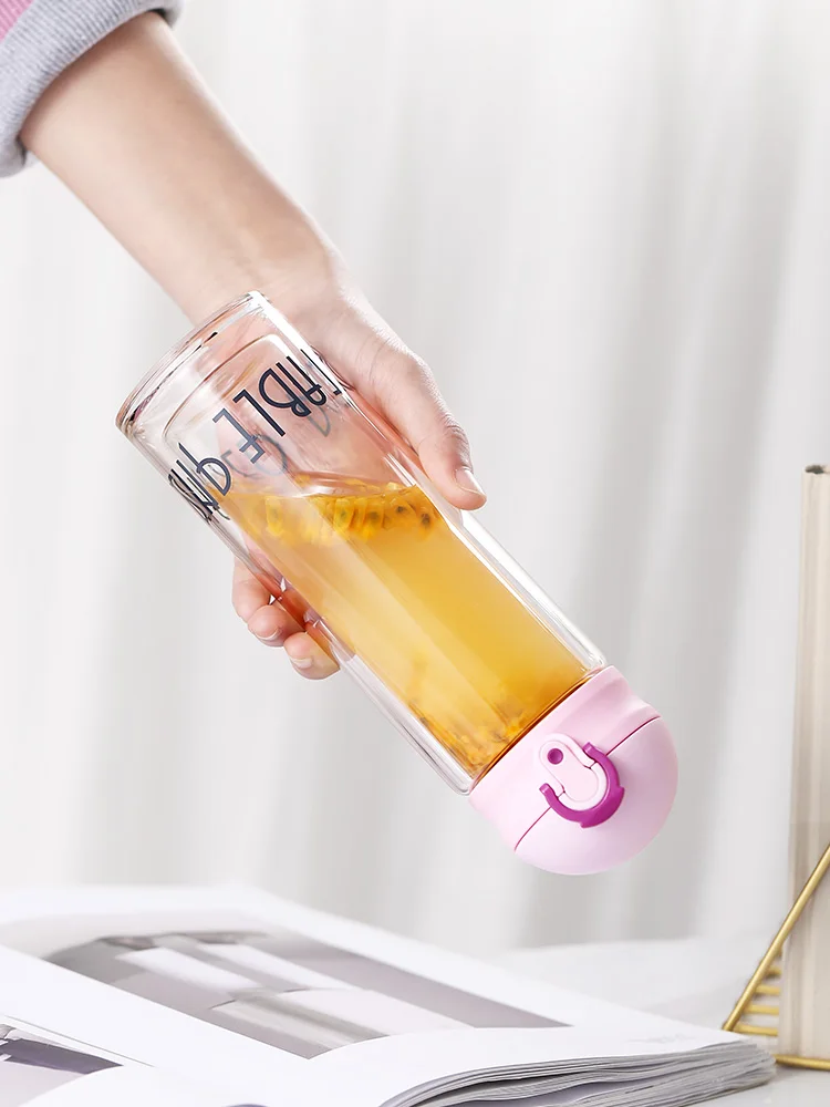 Уличная бутылка для воды стеклянная портативная новинка милые спортивные