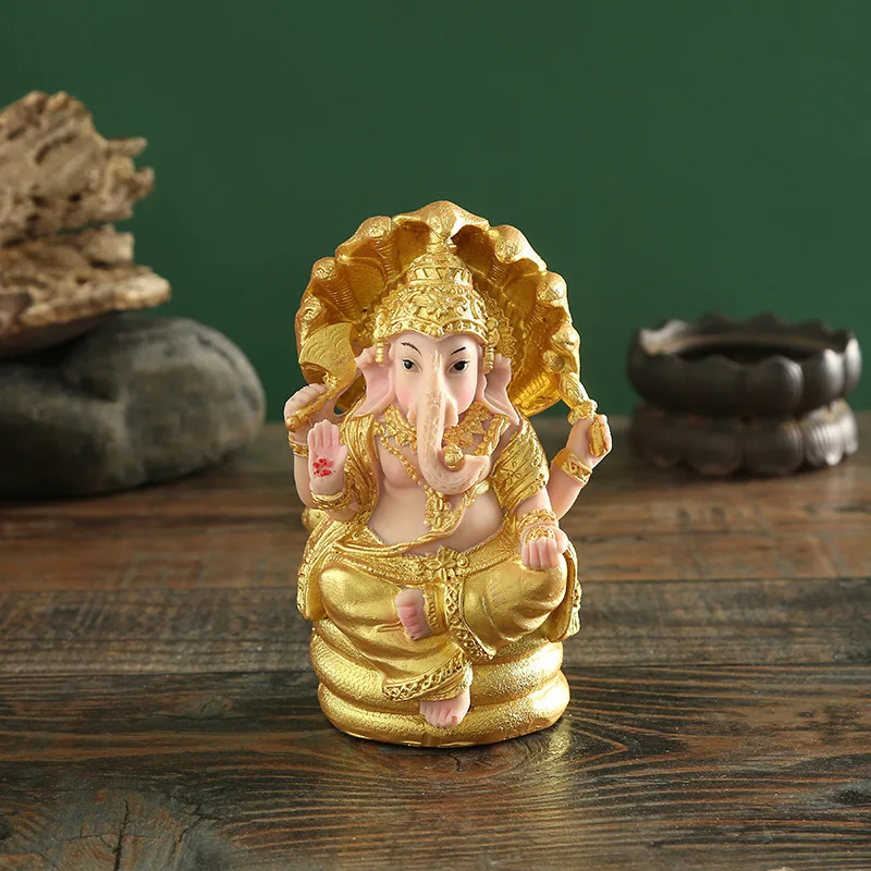 

Ganesha Figurine India Elephant God Buddha Statue Home Porch Mandir Diwali Decor Sculpture for Car Dashboard Housewarming Gift
