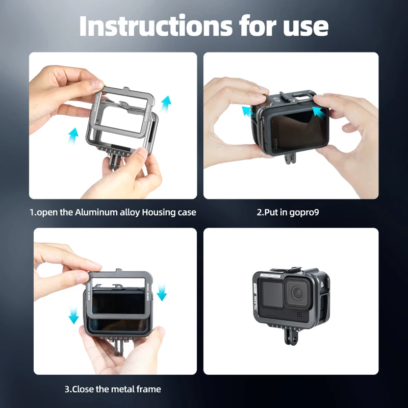 

Aluminum Frame Housing Case Metal Cage Protective Shell With Clod Shoe Mount 1/4 Screw For GoPro Hero 9 Sport Camera Accessories