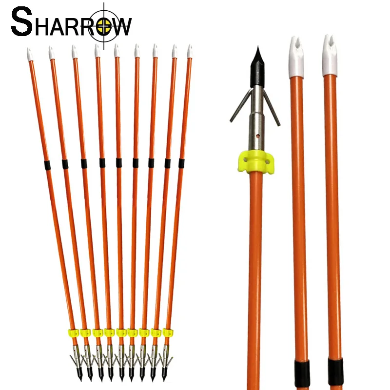 

6/12pcs Archery Fishing Arrow Fiberglass Professional Shooting Fish 8mm Arrowhead for Compound Recurve Bow Slingshot Hunting