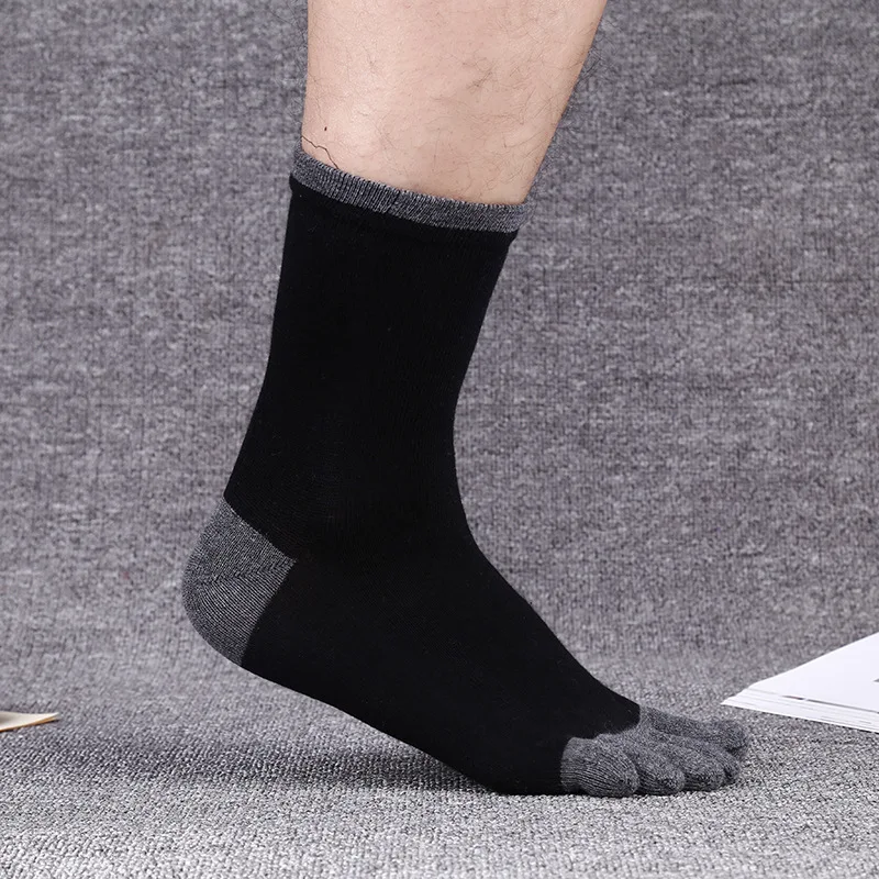 Качественная мужская осень зима хлопковые Дышащие носки с пальцами поглощения