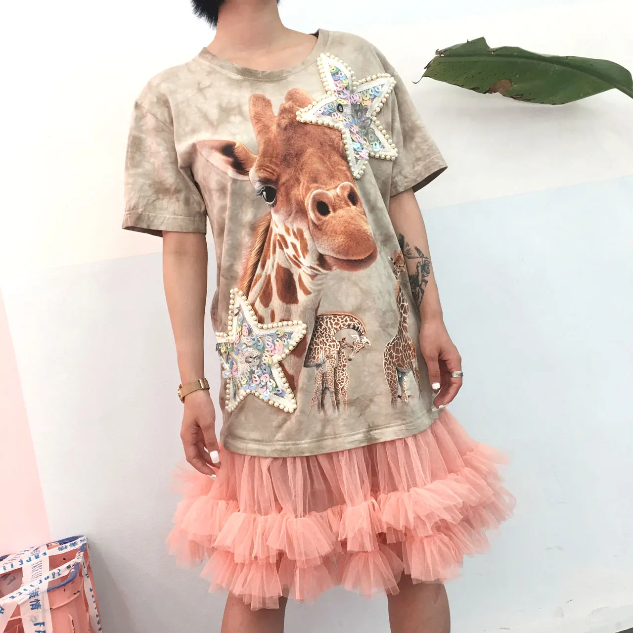 Платье пачка женское длинное в стиле хип хоп с блестками|Женские платья| |