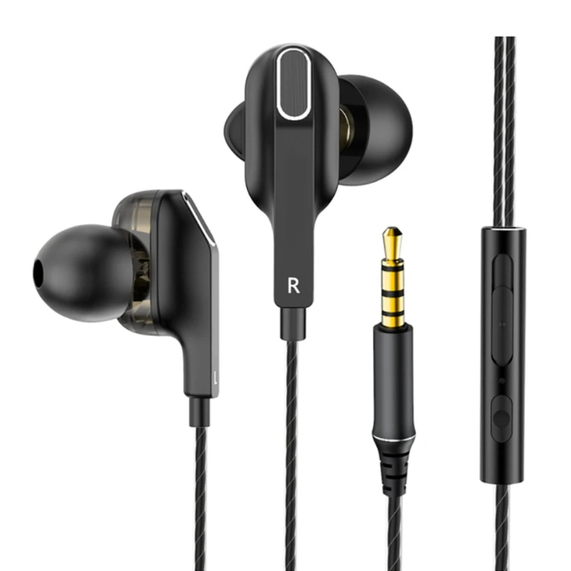 

H8WA Replacement Headphone in-Ear Gaming Sets TPU Earplugs Anti-winding TPE Wires Compatible with 3.5MM Port Devices
