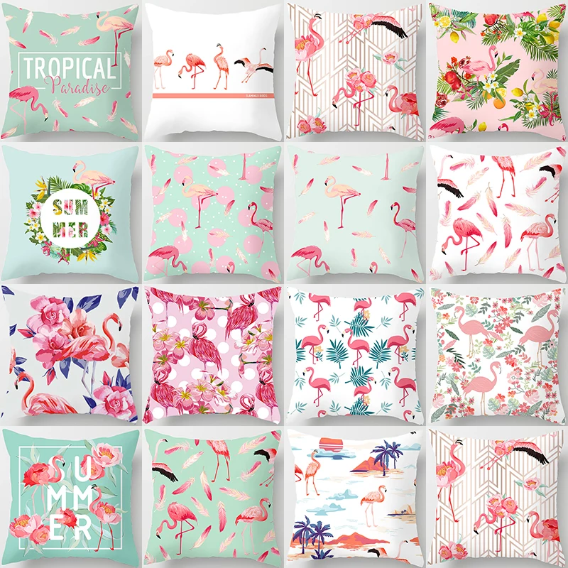 

Flamingo Printed Cushion Cover Pillowcase For Wedding Home Decor 45*45cm Decoration Party DIY Birthday Accessory Supplies