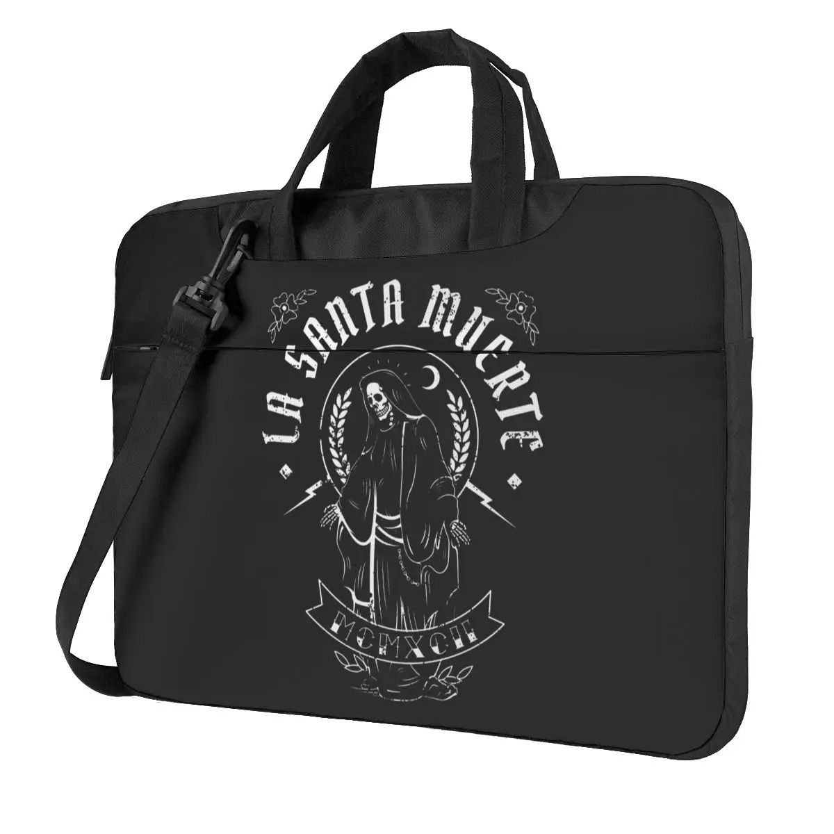 

Santa Muerte Laptop Bag Case Mexican skull Crossbody Protective Computer Bag Cute Bike Laptop Pouch