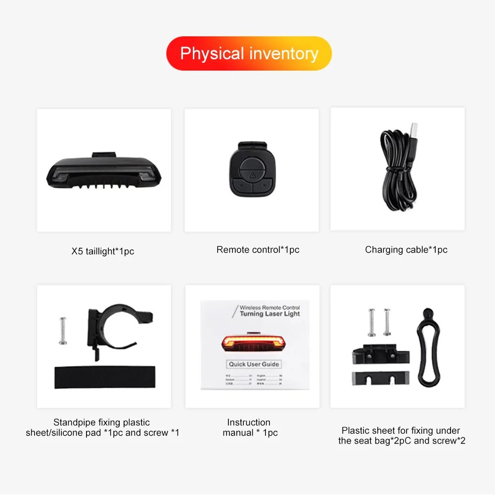 

Bike Tail Light with Turn Signals Wireless Remote Control Waterproof Bicycle Taillight USB Rechargeable Ultra Bright ALS