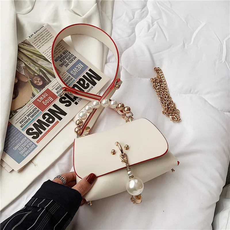 

Sweet Lady Pearl Mini Tote Bag 2021 Spring New High-quality PU Leather Women's Designer Handbag Chain Shoulder Messenger Bag
