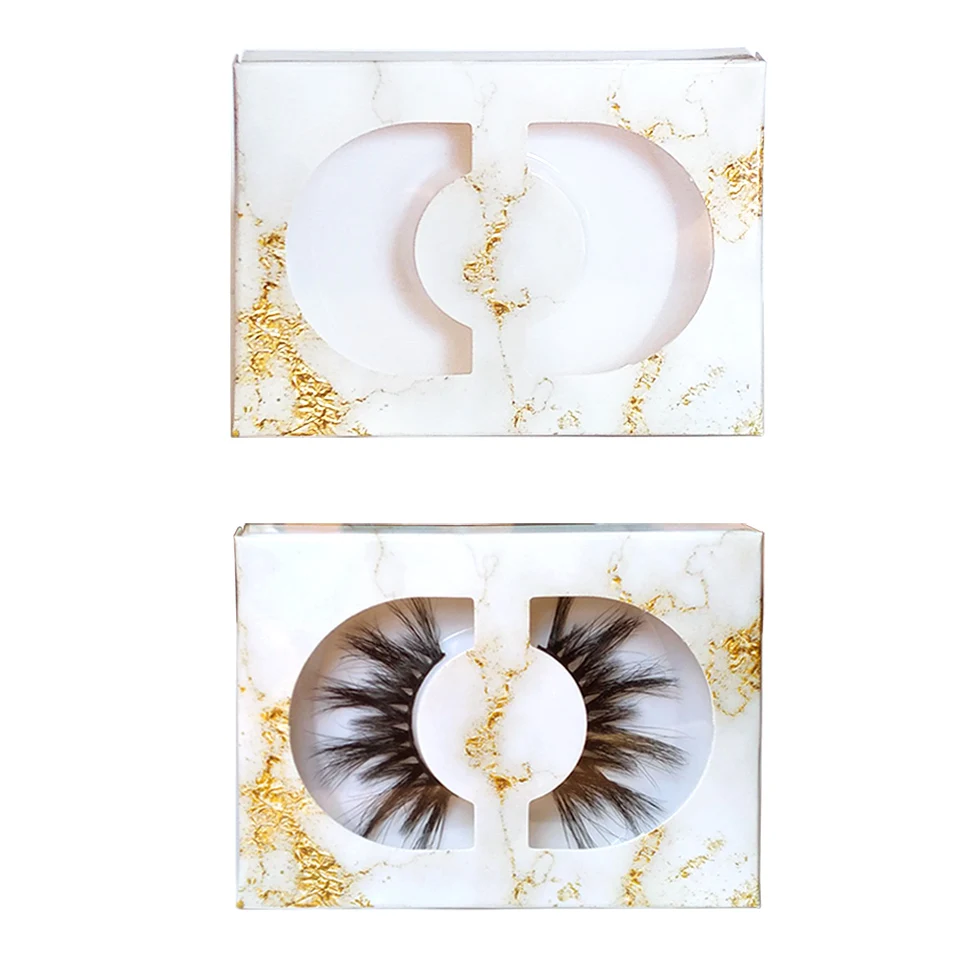 50 больших бумажных коробок для ресниц упаковка защита 10-28 мм Золотые Мраморные