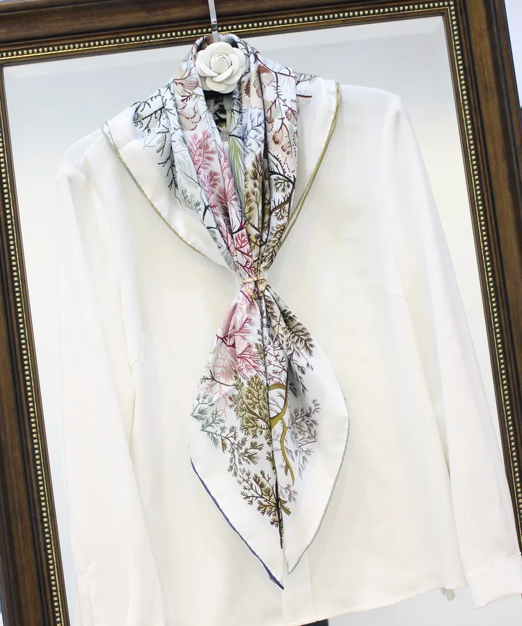 

KMS Elk and Forest Cherry Red Silk Twill Scarf Shawl Mulberry-Silk Twill Scarf Shawl for Girl Lady Woman 90*90cm/50g