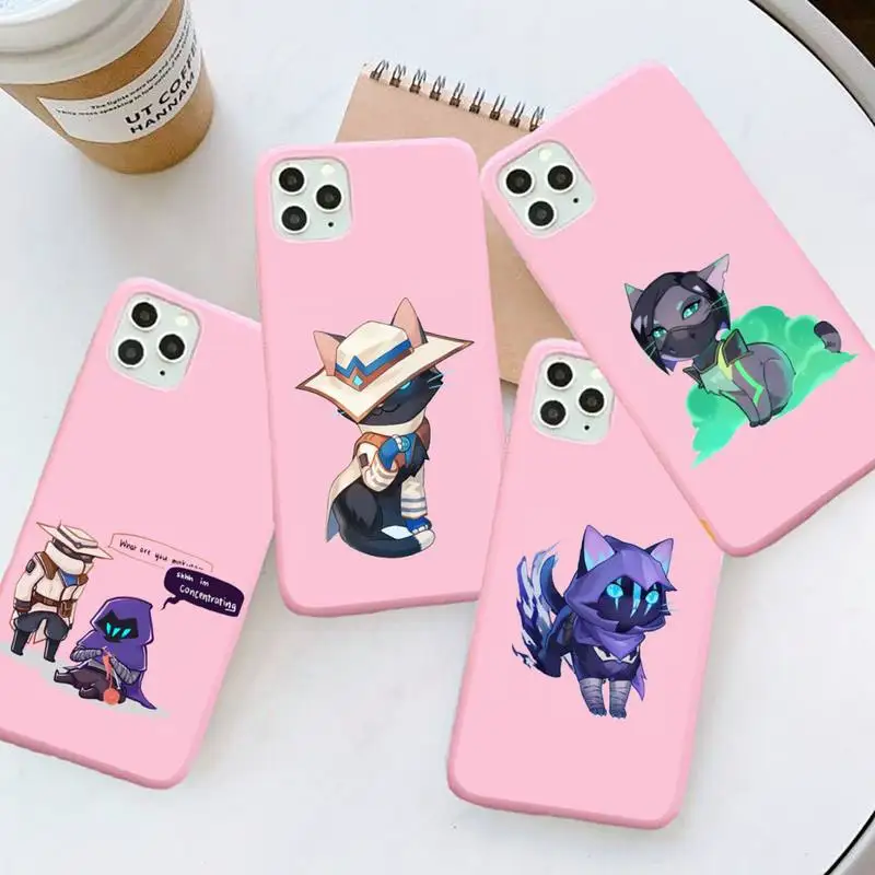 

Valorant game Phone Case Pink Candy Color for iPhone 6 7 8 11 12 s mini pro X XS XR MAX Plus