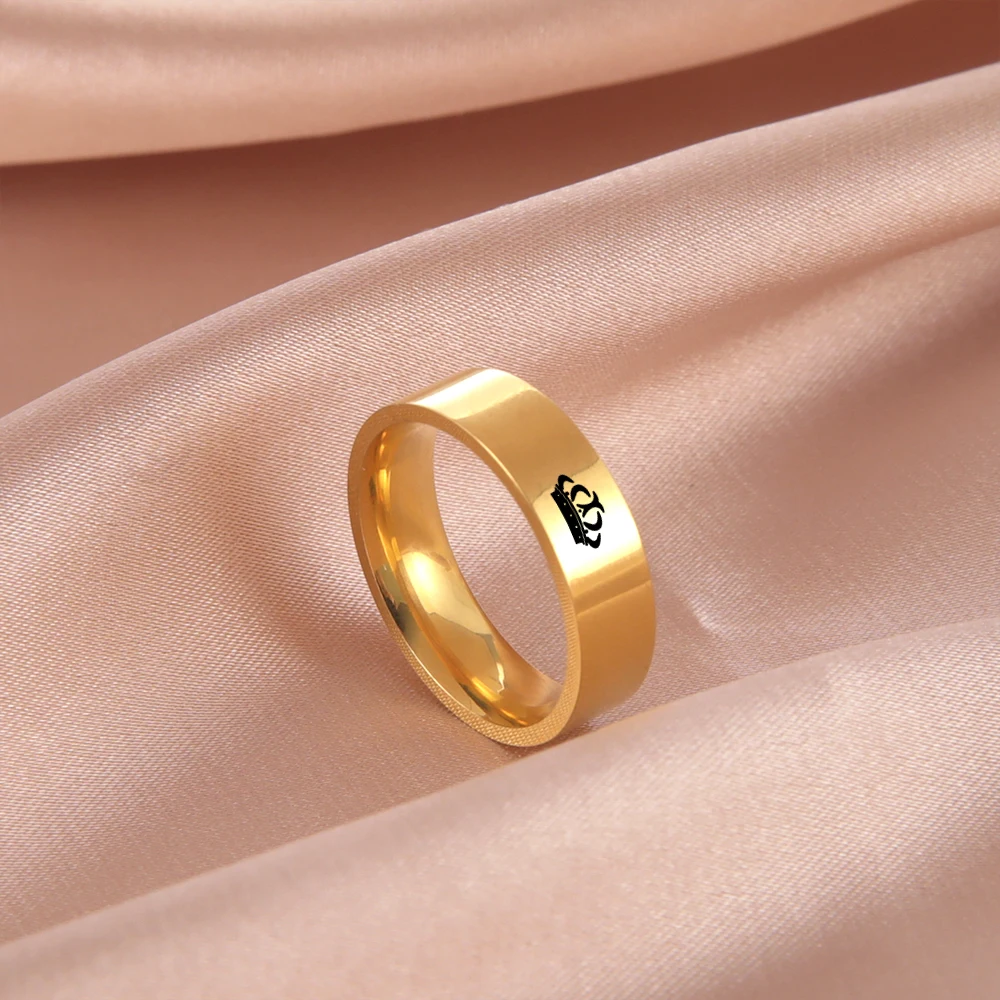 

COOLTIME King Queen Crown Couple Rings for Women Men Stainless Steel Anniversary Birthday Wedding Rings Jewelry Gifts Wholesale