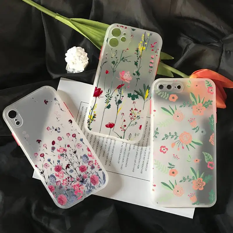 

Flowers bud art design Phone Case matte transparent For iphone 7 8 11 12 plus mini x xs xr pro max cover