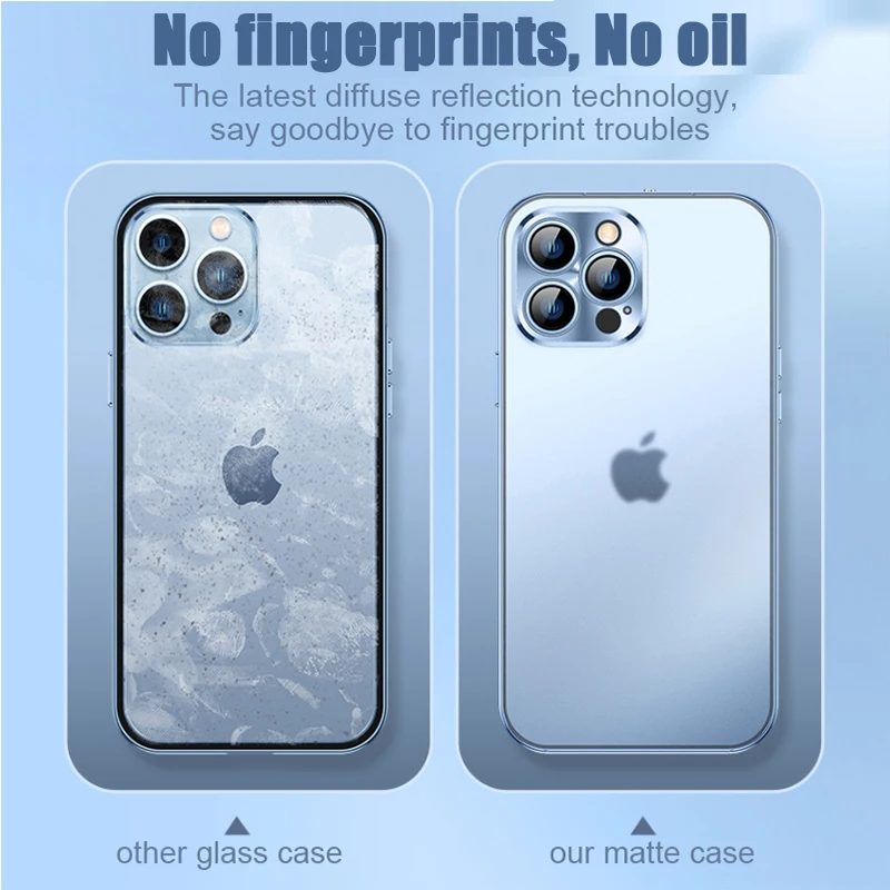Luxury Double-sided Tempered Glass Aluminum Metal Bumper Case For iPhone 13 Pro Max 13Pro 360 Protective Matte Back Cover Coque