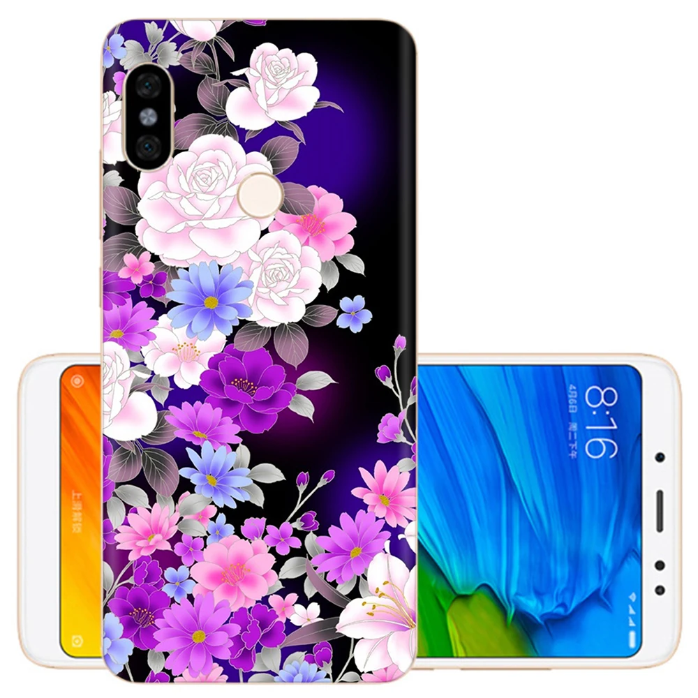Silicone Case for Xiaomi Redmi Note 5 Print Cute Flower Cover for Redmi Note5 Soft TPU Cover for Xiomi Redmi Note 5 Pro Fundas