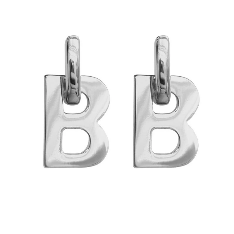 

Cool Girls B Letter Pendant Detachable Hoop Earrings Minimalism Metal B Circle Drop Earrings Women Fashion Jewelry