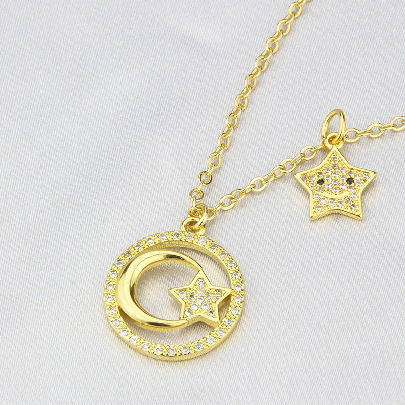 Цепочка с подвеской ALLNEWME женская ожерелье со сверкающими фианитами звезда полый