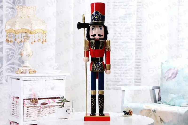 

60CM Nutcracker King Soldier Wooden Figurine Christmas Decoration Ornament Handcraft Walnut Puppet Toy Gift New