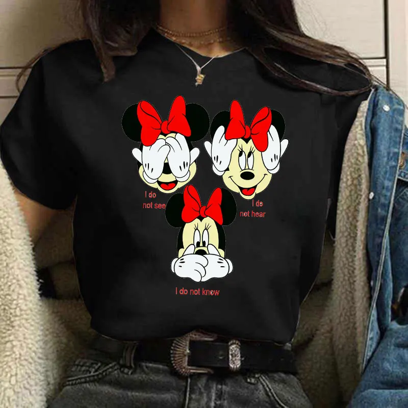 

Stitch Disney Plus Summer Harajuku Fashion Shirts Keep Women Blouses And Tops Casual Slim Female Black Clothes Outwear Blouses