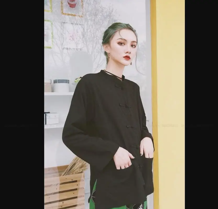 Обувь для пары Мужская женская черная рубашка в китайском стиле Стиль кунг-фу