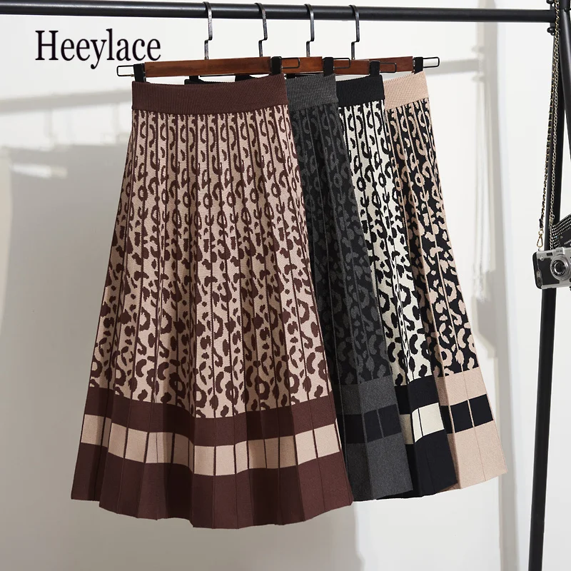 

Autumn Winter Retro A-line Umbrella Skirt Female Fashion Korean Style High Waist Midi Skirt Casual Loose Knitted Skirts Womens