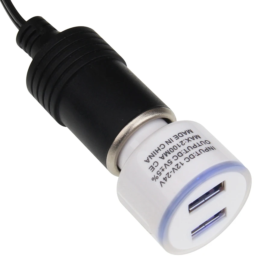 Автомобильный Универсальный Переходник 12 В 24 до 5 2A 2 порта USB для зарядки в машине