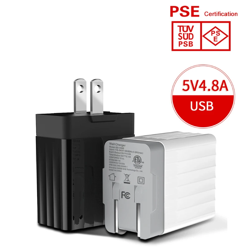 

Travel Fast Dual Port Charger Portable 5V4.8A Mobile Phone Tablet Charger Dual 5/USB Charging Head 24W Folding Charger