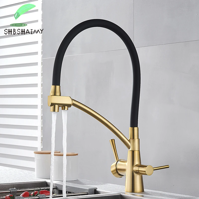 

SHBSHAIMY Filtered Kitchen Faucet Gold Kitchen Taps 360 Rotation Pure Water Faucet for Kitchen Sink Mixer Tap Water Purification
