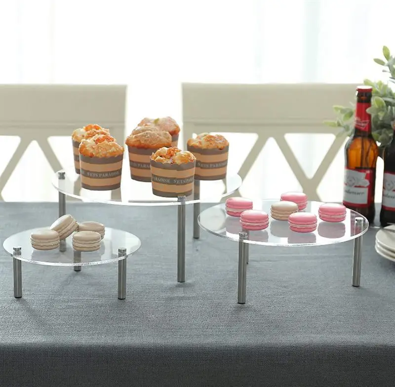 Трехслойная акриловая подставка для торта Круглый держатель кексов зеркальная