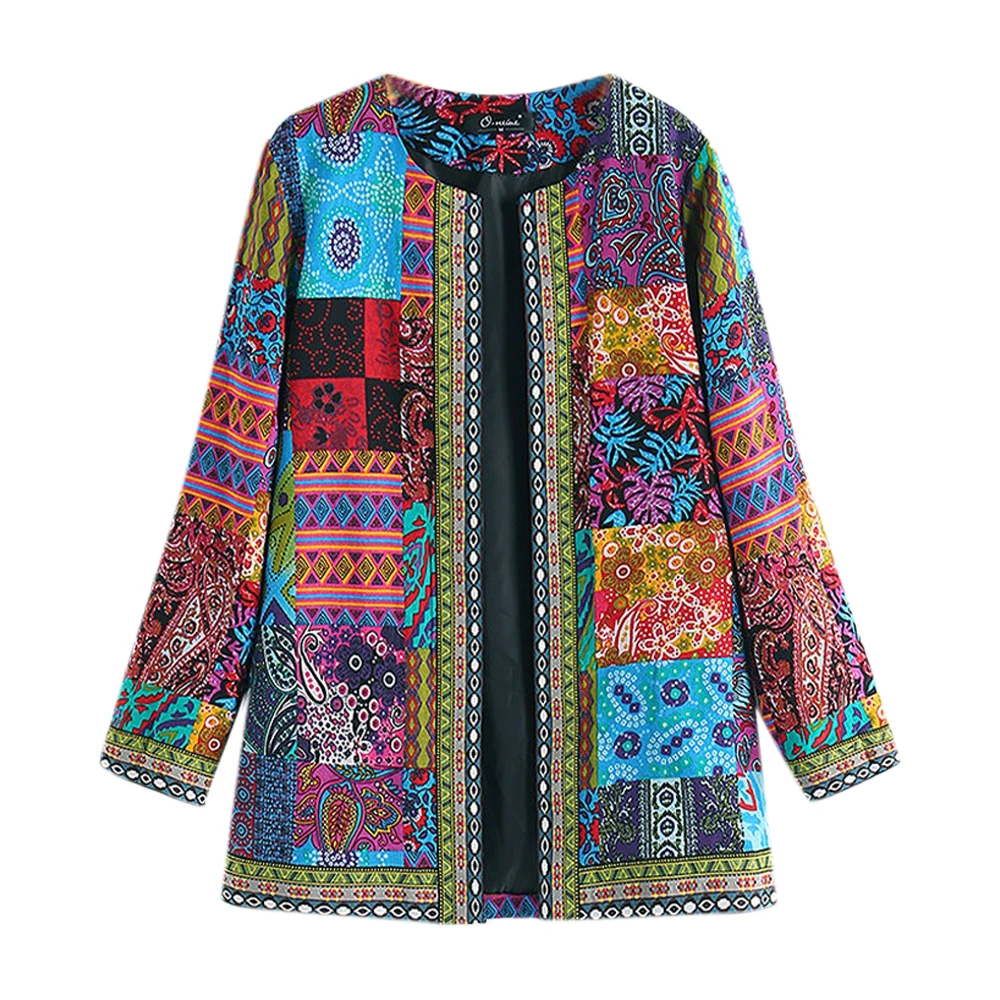 

Ethical Bohemian Jackets Coat Floral Print Cardigan Coats Winter Warm Personality Outwear Casual Jacket Tops Women Clothing