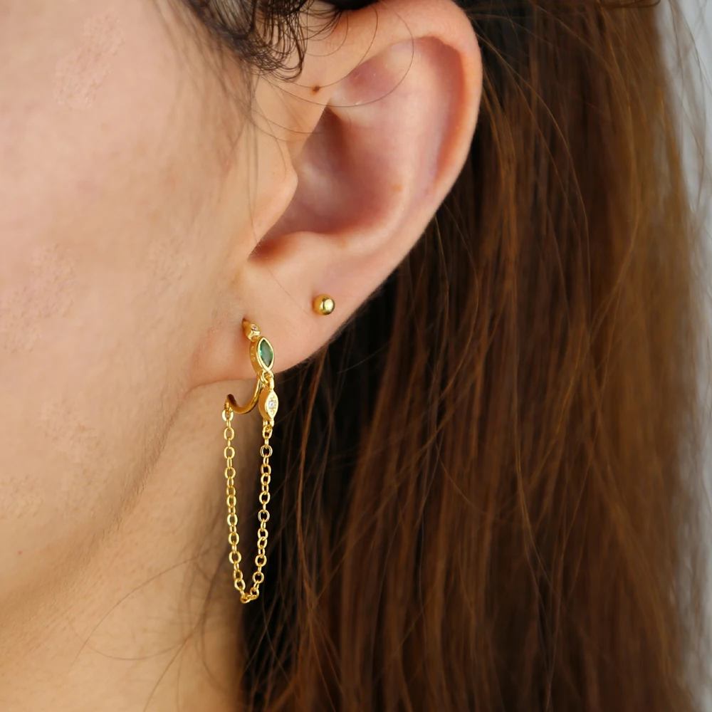 Серьги гвоздики из настоящего стерлингового серебра 925 пробы белый зеленый