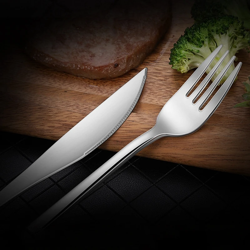 

Dinnerware Portable Stainless Steel Utensil Professional Dessert Spoon Kitchen Fork Steak Cutter kitchen supplies
