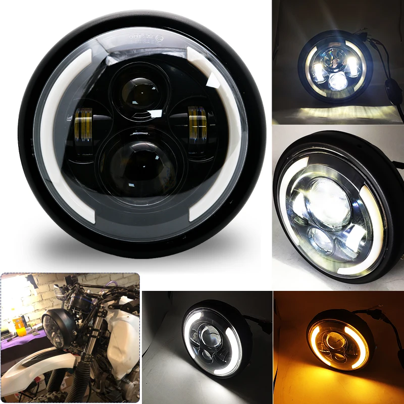 7.5 Inch Motorcycle LED Headlight E9 Emark Universal Motor Head Lamp Headlamp for Cafe Racer Bobber For Honda GS125 CG125 |