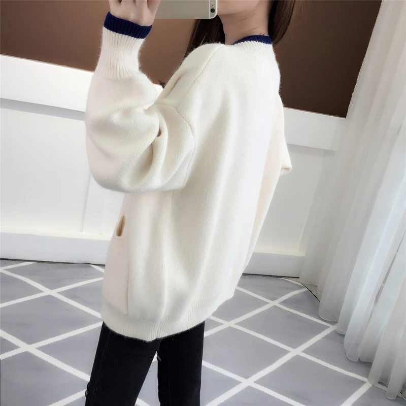 Женский вязаный кардиган в полоску повседневный Свободный стиле Харадзюку Осень