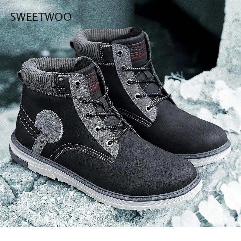 

New men's short boots large size outdoor leisure thickened warm and comfortable cotton shoes