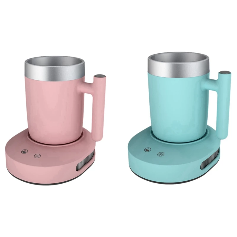 

2 Set Cup Cooler Or Warmer,Coffee Tea Drinks Water Milk Desktop Heater Heating Or Cooling Temperature, Blue & Pink