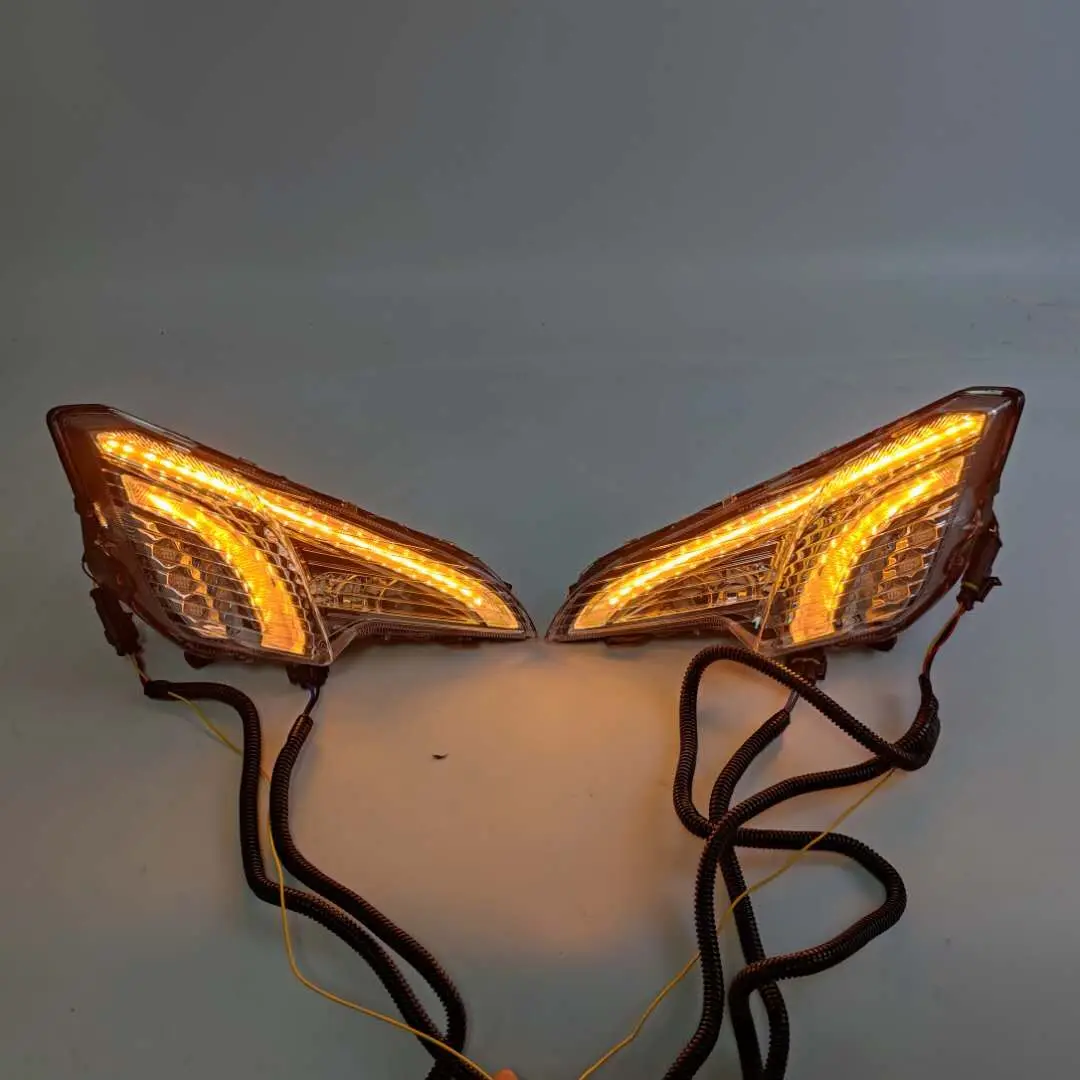 

2PCS Car LED DRL Daytime Running Light For Ford EcoSport 2018 2019 2020 Yellow Turn Signal Function Waterproof Fog Lamp cover