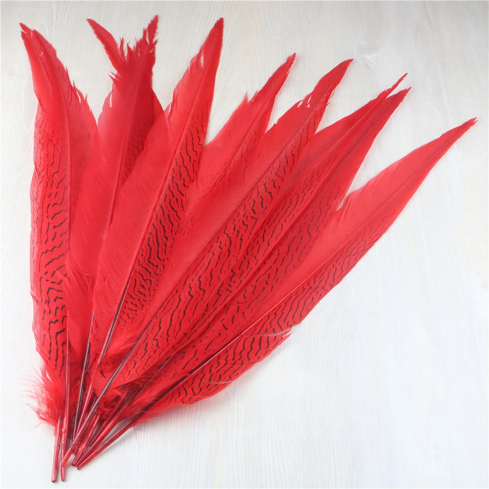 

Wholesale 50pcs/lot High Quality Red Silver Chicken Feathers 20-22 Inches/50-55cm Jewelry Home Feather