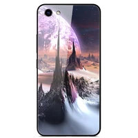 for vivo y81 phone case tempered glass case back cover with black silicone bumper star sky pattern
