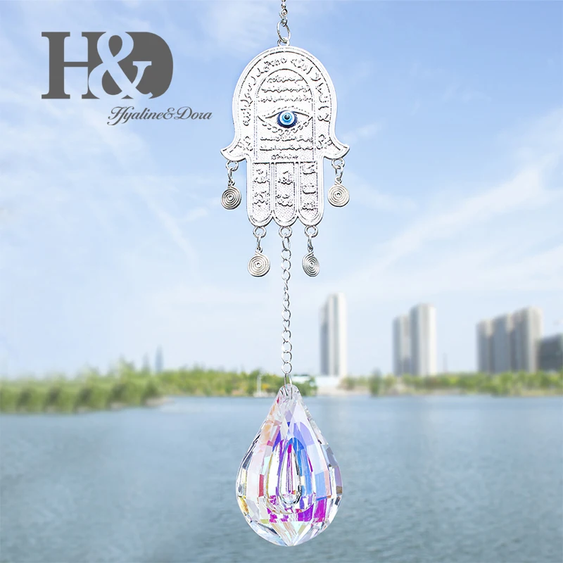 H& D DIY счастливый Хамса турецкий синий сглаза Кристалл Шарм Suncatcher кулон ветер колокольчик амулет дома стены сада висячие украшения