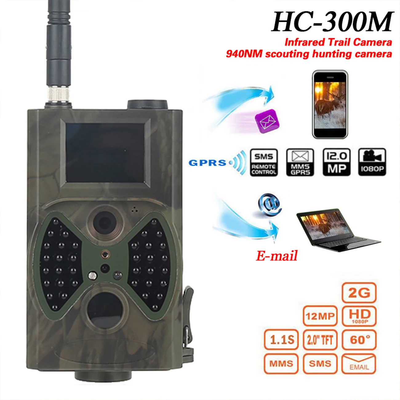 

Hunting Camera HC300M GSM 12MP 1080P Photo Traps Night Vision Wildlife infrared Hunting Trail Cameras hunt Chasse scout
