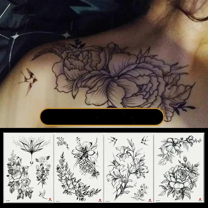 Водостойкая временная татуировка-наклейка 1 шт. сексуальные татуировки с цветами