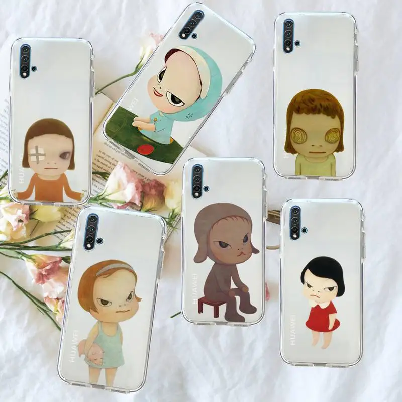 

Yoshitomo Nara artnet Girl Anime Phone Case Transparent for Huawei honor P mate 40 20 30 10 50 i 9 x mate pro lite 8a
