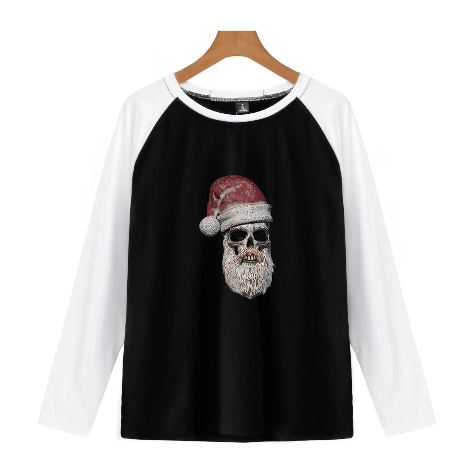 

Merry Christmas Man Clothing Autumn Fashion Santa Claus Raglan Polera Manga Larga Mujur Casual Unisex Tshirt Top