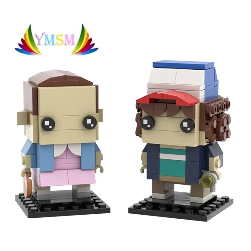 

MOC Stranger Things Brickheadz Collection-Dustin & Eleven Figure 214pcs Building Blocks Diy Toys Bricks Educational Xmas Gift